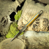 Shrike - Vintage Linen Micarta - Tiffany Blue Liners - Brass Pins