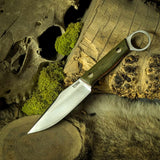 Shrike - Vintage Green Linen Micarta - Red liners - Mosaic Pins