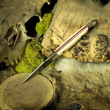 Shrike - Ivory Linen Micarta -Red Liners - Mosaic Pins