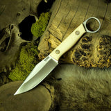 Shrike - Ivory Linen Micarta -Red Liners - Mosaic Pins