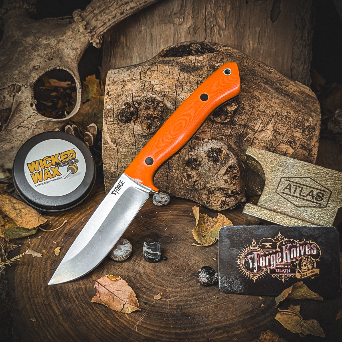 Prototype Artemis Hunter - Orange Linen Micarta – 7Forge Knives