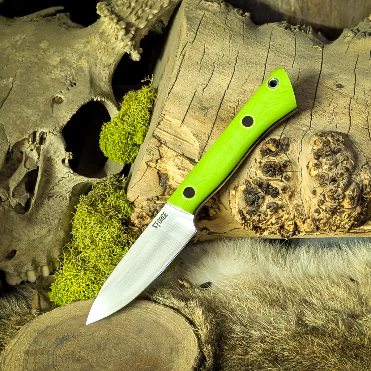 Custom Bushcraft EDC - pistachio linen micarta - black canvas