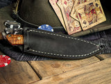 Gambler - Natural Canvas Micarta - Blue Liners - Mosaic Pins