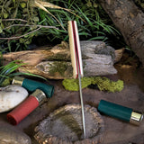 ARTEMIS EDC - Ivory Linen Micarta - Red Liners - Mosaic Pins
