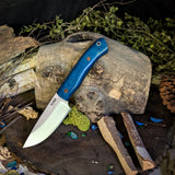 Orso - Blue Burlap - Natural Canvas Micarta Liners - Natural Canvas Pins