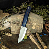 Orso scandi  - Blue richlite - Natural Canvas Micarta Liners - Natural Canvas Pins