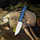 Orso scandi - Denim Linen Micarta - White Liners - White Pins