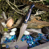 Kingfisher - Nyx Burlap Micarta - Blue Liners - Brass Pins