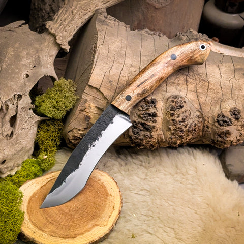 One off mini Kukri - Spalted maple - black liners - black pins