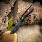 Overlander - Vintage canvas micarta - Druid Burlap Bolster - Black canvas Micarta Liners - Mosaic pins