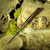 Sadie - Desert Ironwood - Spalted Maple Bolster - Turquoise G10 spacer - Black Canvas Micarta Liners - Mosaic Pins