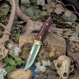 Chute Knife - Maroon Linen Micarta - Vintage Natural Canvas Liners - Mosaic Pins