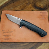 Artemis Folder Prototype - Black Canvas Micarta - Green liners - Purple Titanium Liners and Clip