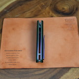 Artemis Folder Prototype - Black Canvas Micarta - Green liners - Purple Titanium Liners and Clip