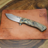 Artemis Trapper Folder Prototype - Spalted Hackberry - Black Canvas Liners - Black Titanium Liners and Clip