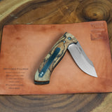 Artemis Trapper Folder Prototype - Spalted Hackberry - Black Canvas Liners - Black Titanium Liners and Clip
