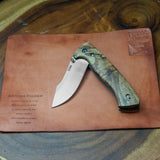 Artemis Trapper Folder Prototype - Spalted Hackberry - Black Canvas Liners - Black Titanium Liners and Clip