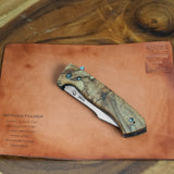 Artemis Trapper Folder Prototype - Spalted Hackberry - Black Canvas Liners - Black Titanium Liners and Clip