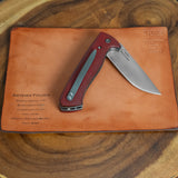 Artemis Folder Prototype - Crosscut Red Linen Micarta- Black Liners - Titanium Liners and Clip