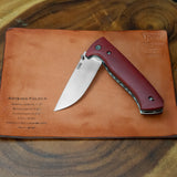 Artemis Folder Prototype - Crosscut Red Linen Micarta- Black Liners - Titanium Liners and Clip