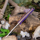 Artemis Bushcrafter - Purple Linen Micarta - Natural Canvas Liners and Pins