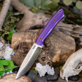 Artemis Bushcrafter - Purple Linen Micarta - Natural Canvas Liners and Pins