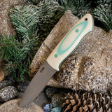 Bobcat - layered white linen and Tiffany blue g10 with Tiffany blue g10 liners and pins