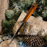 Coffin handled Bowie - desert ironwood - chocolate paper micarta frames - black liners