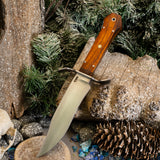 Coffin handled Bowie - desert ironwood - chocolate paper micarta frames - black liners