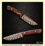 Custom Artemis EDC - Koa - Black Canvas Liners - Mosaic Pins