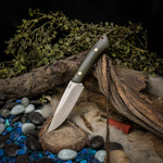 Fennec - Green Canvas Micarta - Red Liners - Mosaic Pins