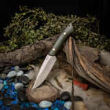 Fennec - Green Canvas Micarta - Red Liners - Mosaic Pins