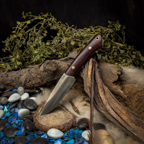 Fennec - Maroon Linen Micarta - Natural Canvas Liners - Mosaic Pins