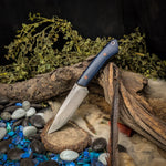 Fennec - Blue Richlite - Natural Canvas Micarta Liners - Natural Canvas Pins