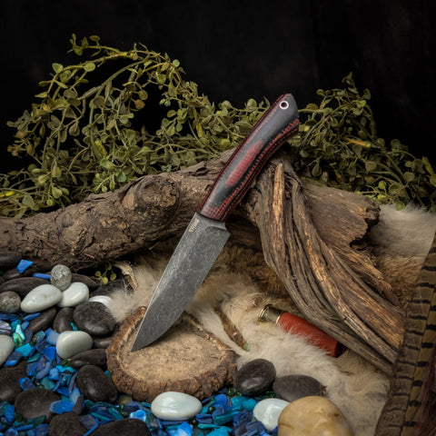 Fennec - Lilith Burlap Micarta - Red Liners - Black Pins