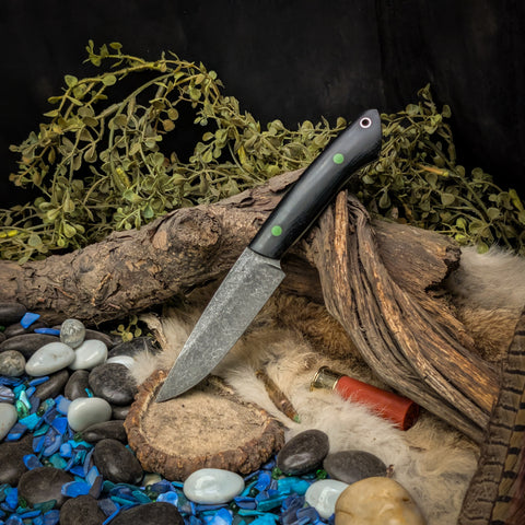 Fennec - Black Canvas Micarta - Toxic Green Liners - Toxic Green Pins