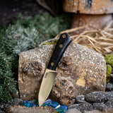 Gnome - Black Canvas Micarta - Blue Liners - Brass Pins