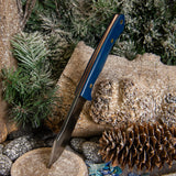 Artemis Trapper - Blue Linen Micarta - Orange liners - brass pins