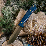 Artemis Trapper - Blue Linen Micarta - Orange liners - brass pins