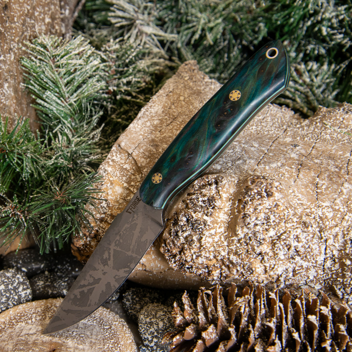 Forged harpoon fighter - redwood burl - Tiffany blue - mosaic pins ...