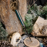 Custom Forged Dagger - Black canvas micarta - turquoise g10 pinstripes - mosaic pins