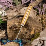 Drop Point Hunter - Antique Ivory Micarta - Red Liners - Mosaic Pins