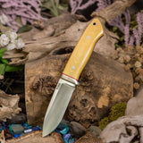 Drop Point Hunter - Antique Ivory Micarta - Red Liners - Mosaic Pins