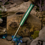 Artemis Hunter - Black Curly Maple - Green Glow and Purple Liners - Black Pins