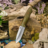 Bobcat - Green Linen Micarta - Natural Canvas Liners - Natural Canvas Pins