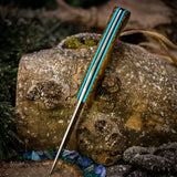 Artemis EDC - Black Ash Burl - Black canvas and Teal Glow Liners - Mosaic Pins
