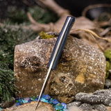 Custom Forged EDC - Denim Linen Micarta - Black Canvas Liners -Brass Pins