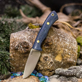 Custom Forged EDC - Denim Linen Micarta - Black Canvas Liners -Brass Pins