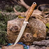 Forged Fillet - black ash burl - natural canvas pins and liners