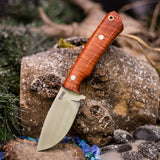 Greenville Skinner - Orange Curly Maple - Black Canvas Micarta - Mosaic Pins